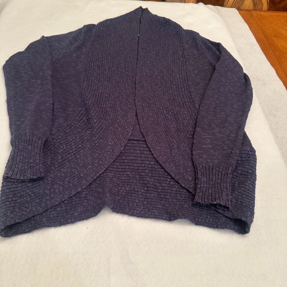 Kenneth Cole New York Womens Purple Ribbed Knit Cardigan S Open Front Sweater